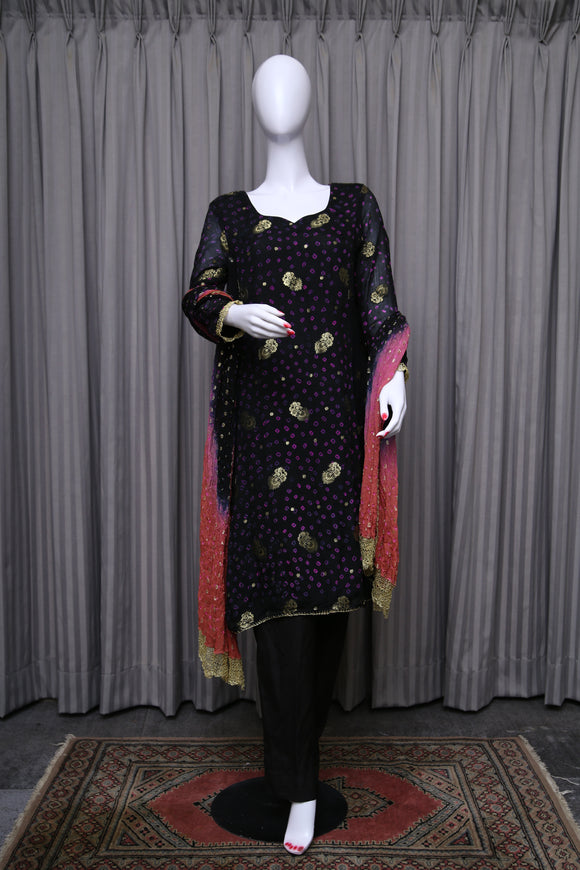 Chiffon-Georgette Suit with Chunri Design - tops