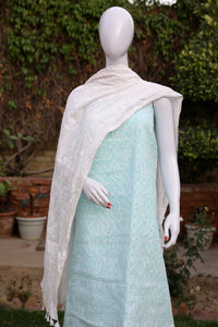 Lawn Suit with Chikankari Work. - tops