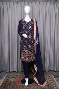 Chiffon-Georgette  Suit with Zari & Embroidery - tops