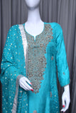 Silk Suit with Silver and Gold Bead Work - tops