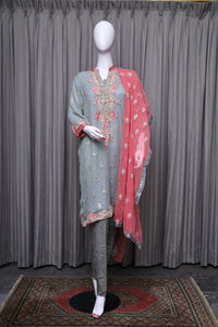 Chiffon-Georgette Suit with Embroidery Work - tops