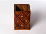 Pen/Pencil Holder with Diamond Shape Work & Golden Dots - tops