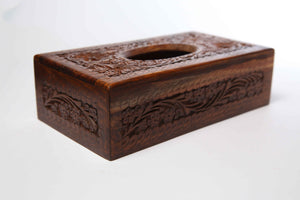 Tissue Box with Full Carving - tops