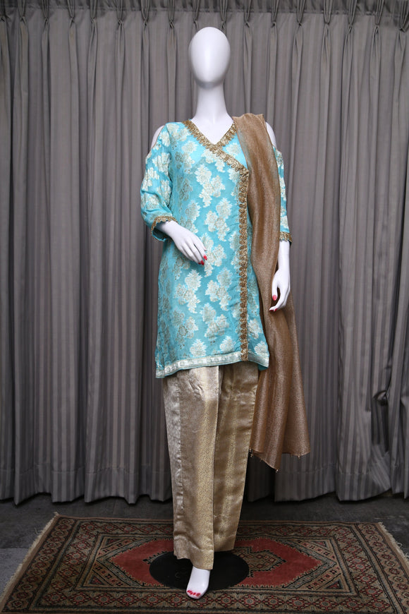 Banarsi Suit with Lace Work - tops