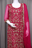 Shocking Pink Chiffon-Georgette Suit with Zari Work - tops